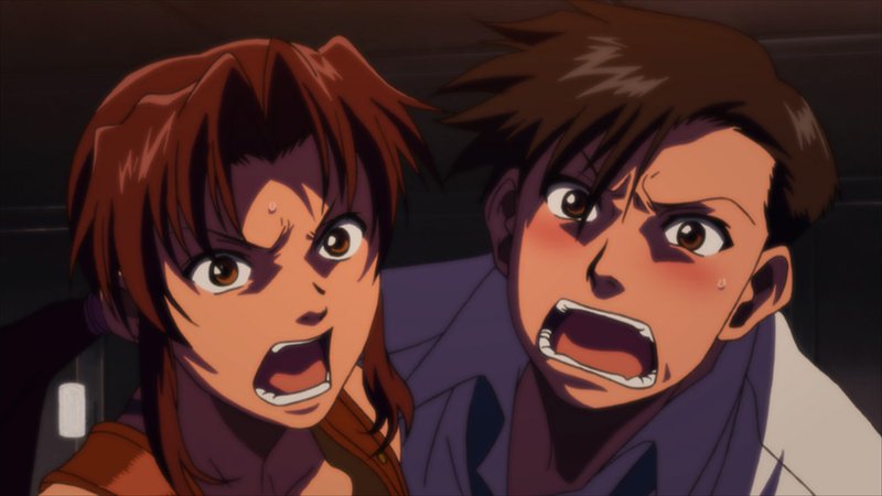 TVアニメ『BLACK LAGOON』の場面カット(叫ぶレヴィとロック)