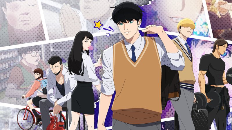 Netflixアニメ『外見至上主義』のビジュアル。ベスト姿の長谷川蛍介を中心に登場人物が並ぶ